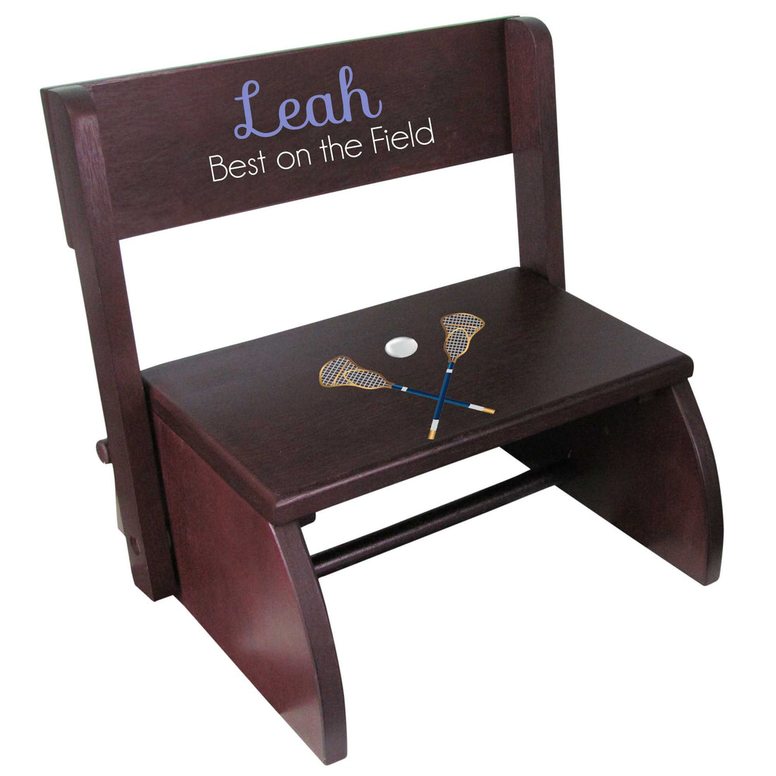 Personalized Child's Lacrosse Espresso Flip Stool