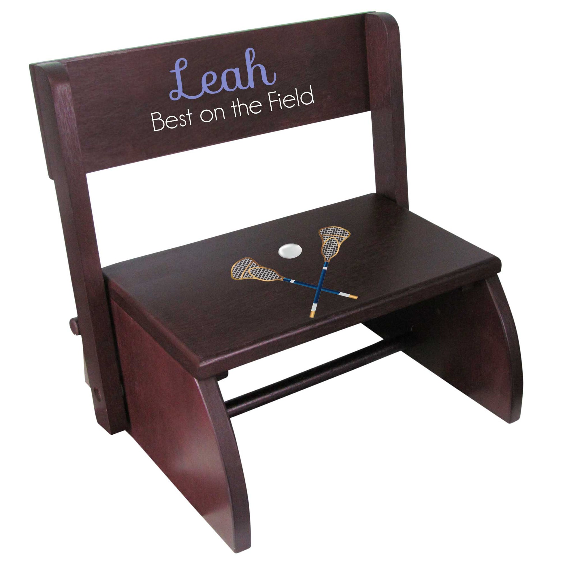 Personalized Child's Lacrosse Espresso Flip Stool