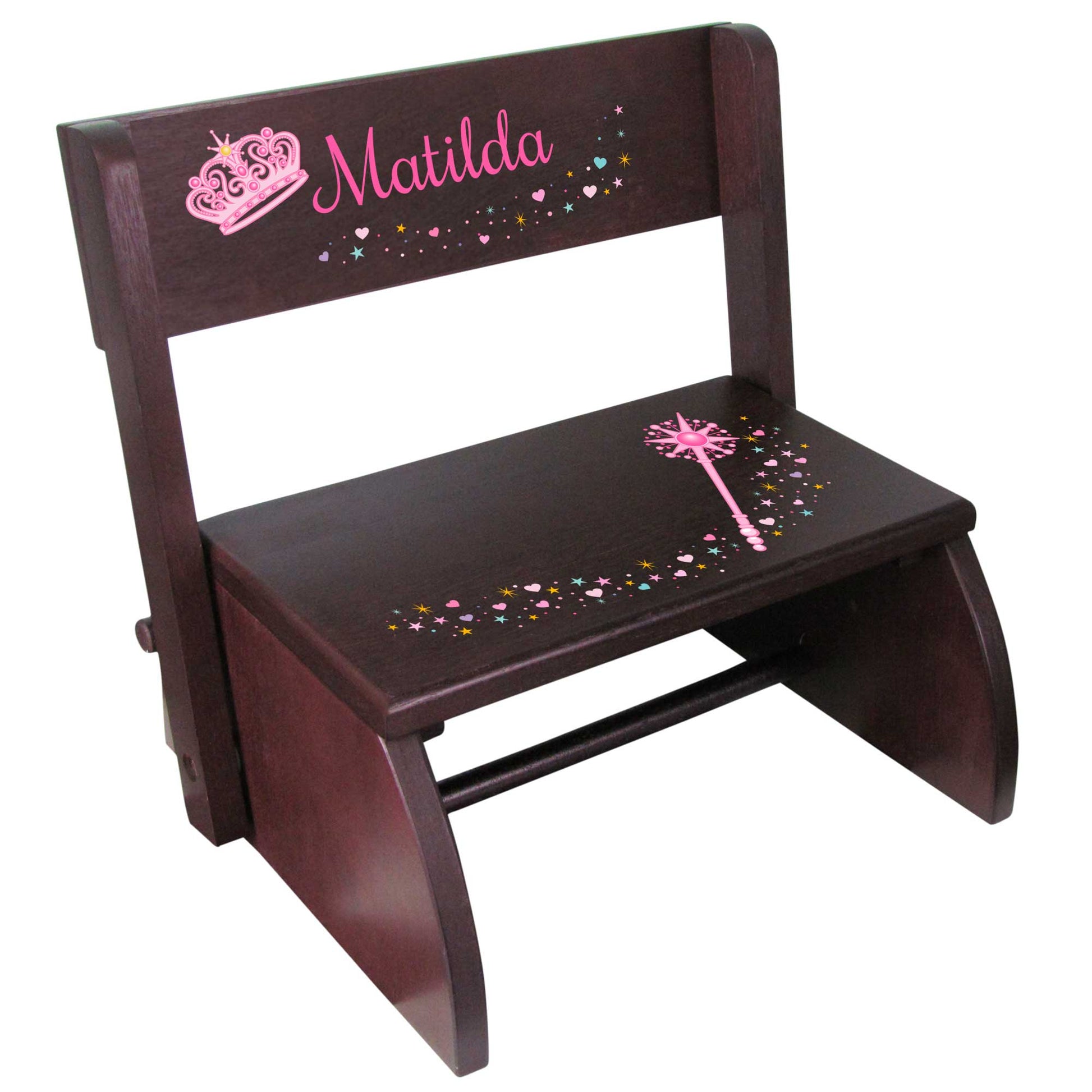 Personalized Magical Princess Espresso Flip Stool - MyBambino.com