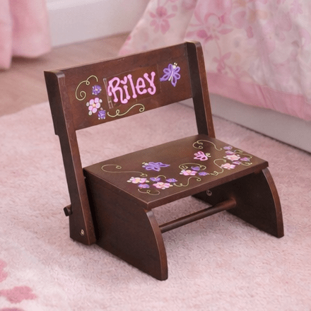 Hand Painted Espresso Flip Stool - MyBambino.com
