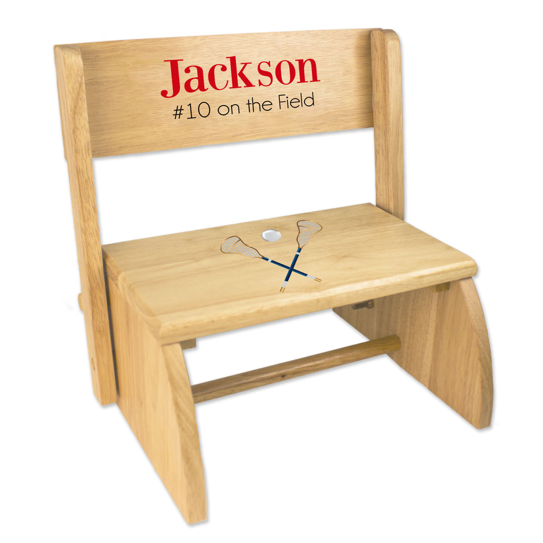 Personalized Lacrosse Natural Flip Stool - MyBambino.com