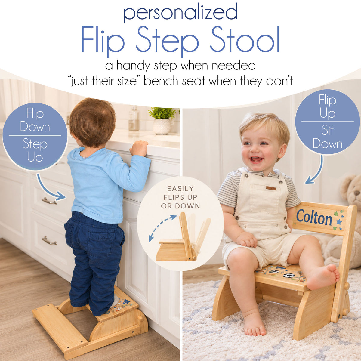 Personalized Child's Flip Step Stool 2.0 - MyBambino.com