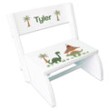 Personalized Green Dinosaur White Flip Stool - MyBambino.com
