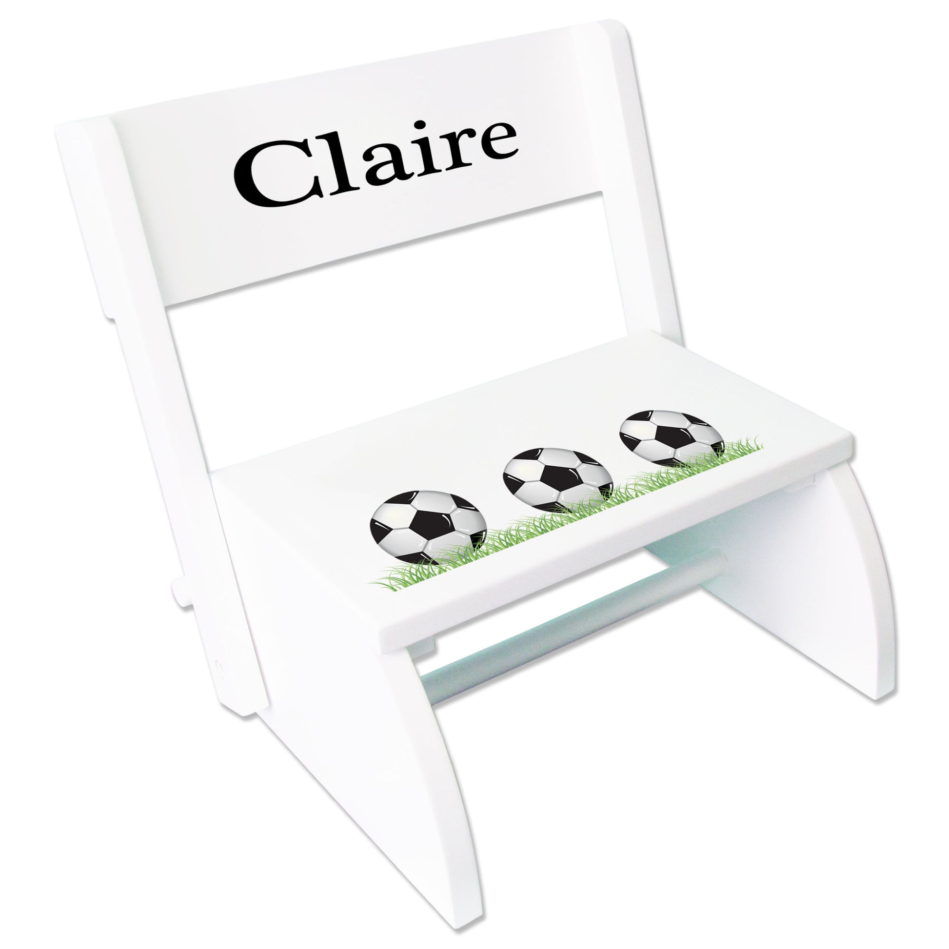 Personalized Soccer White Flip Stool - MyBambino.com