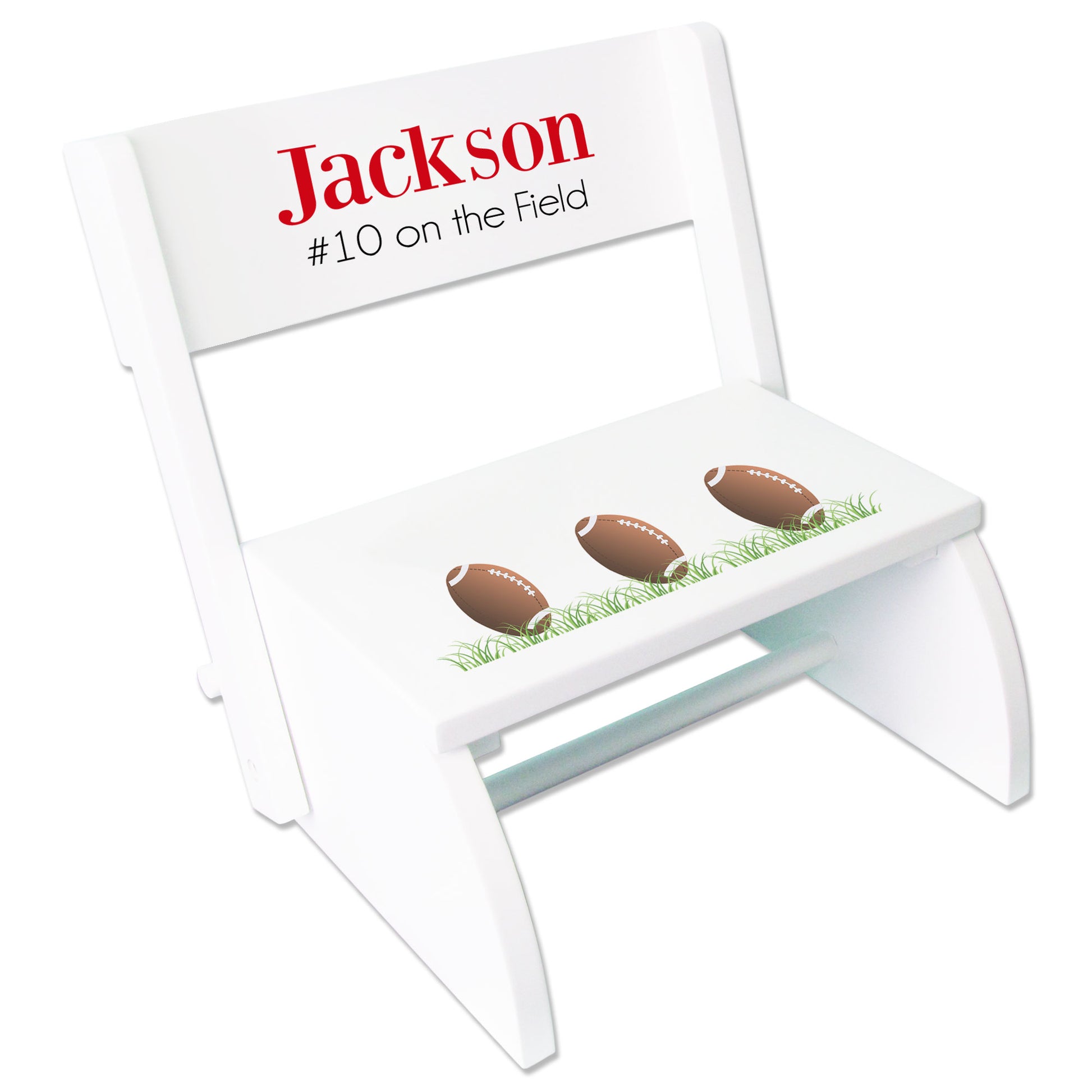 Personalized Football White Flip Stool