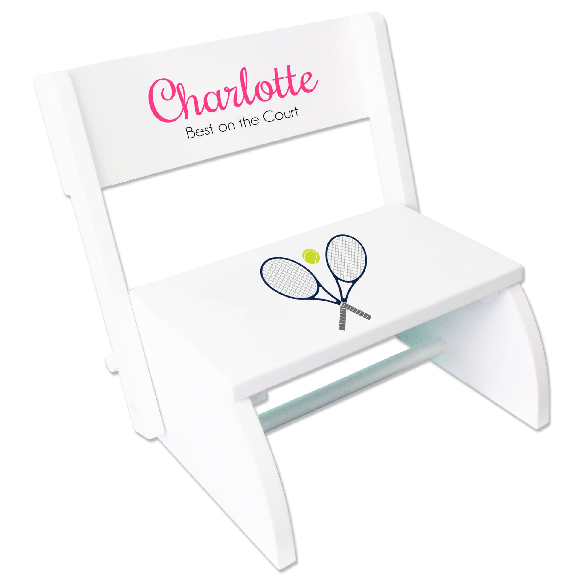 Personalized Tennis White Flip Stool - MyBambino.com