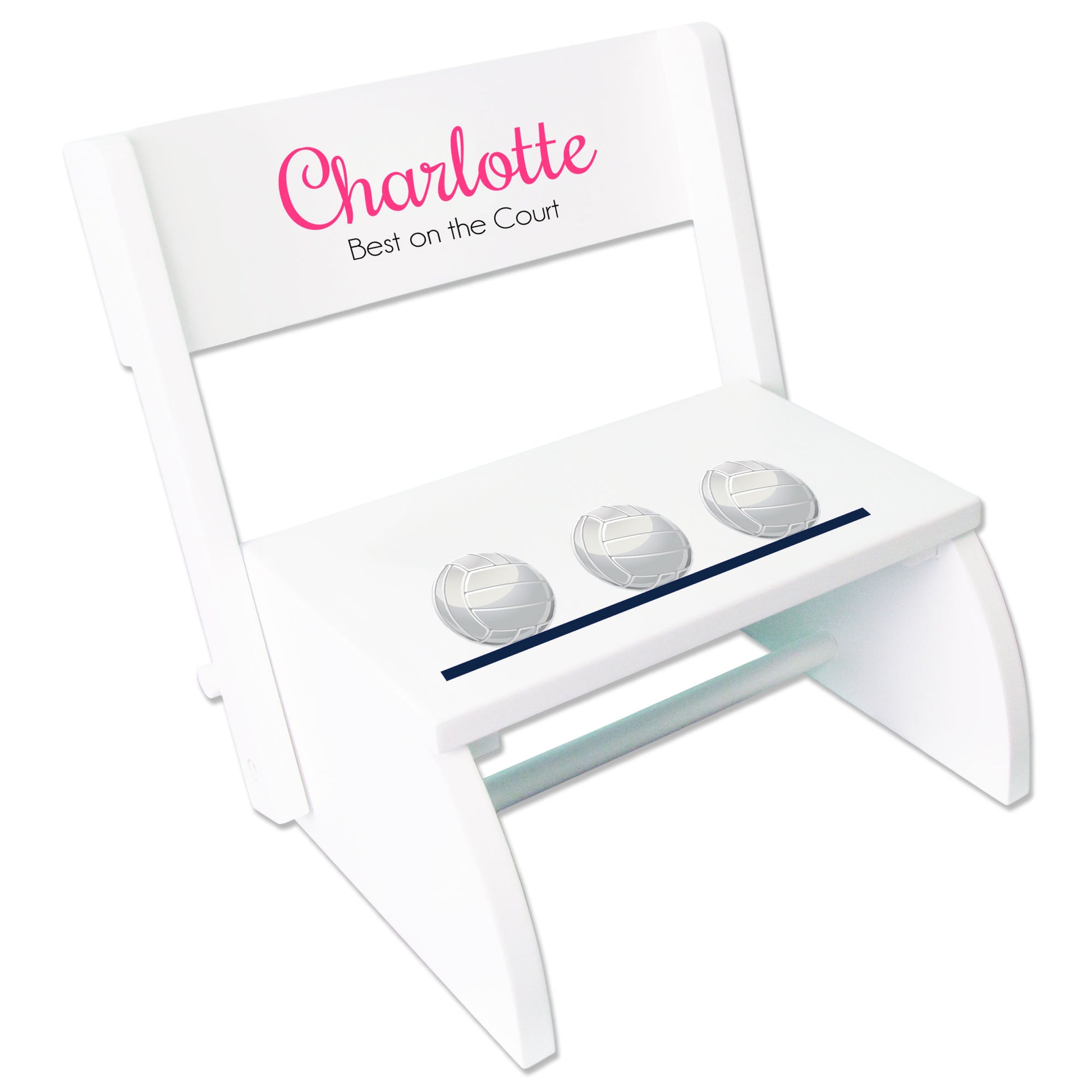 Personalized Volleyball White Flip Stool - MyBambino.com