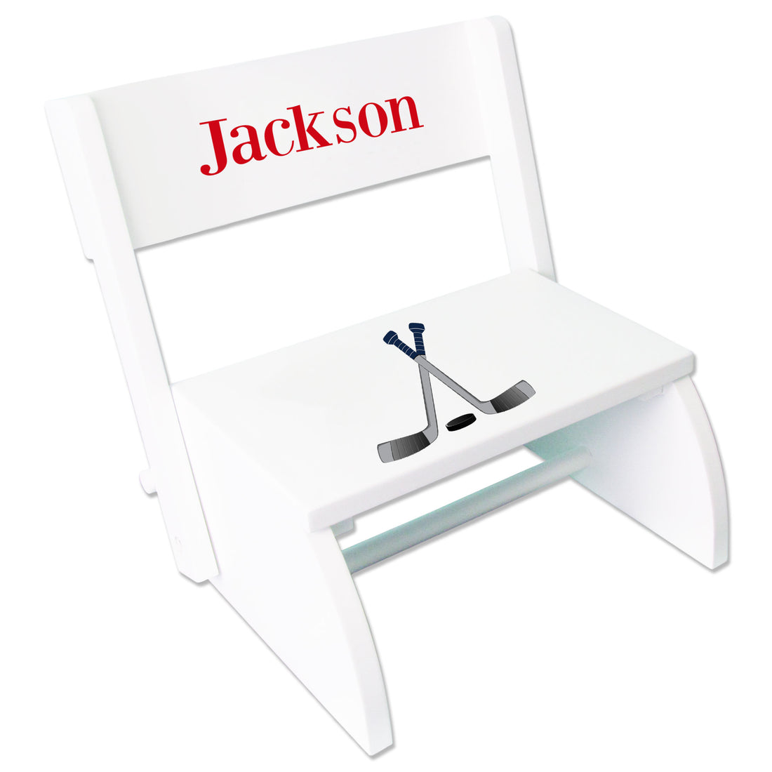 Personalized Ice Hockey White Flip Stool - MyBambino.com