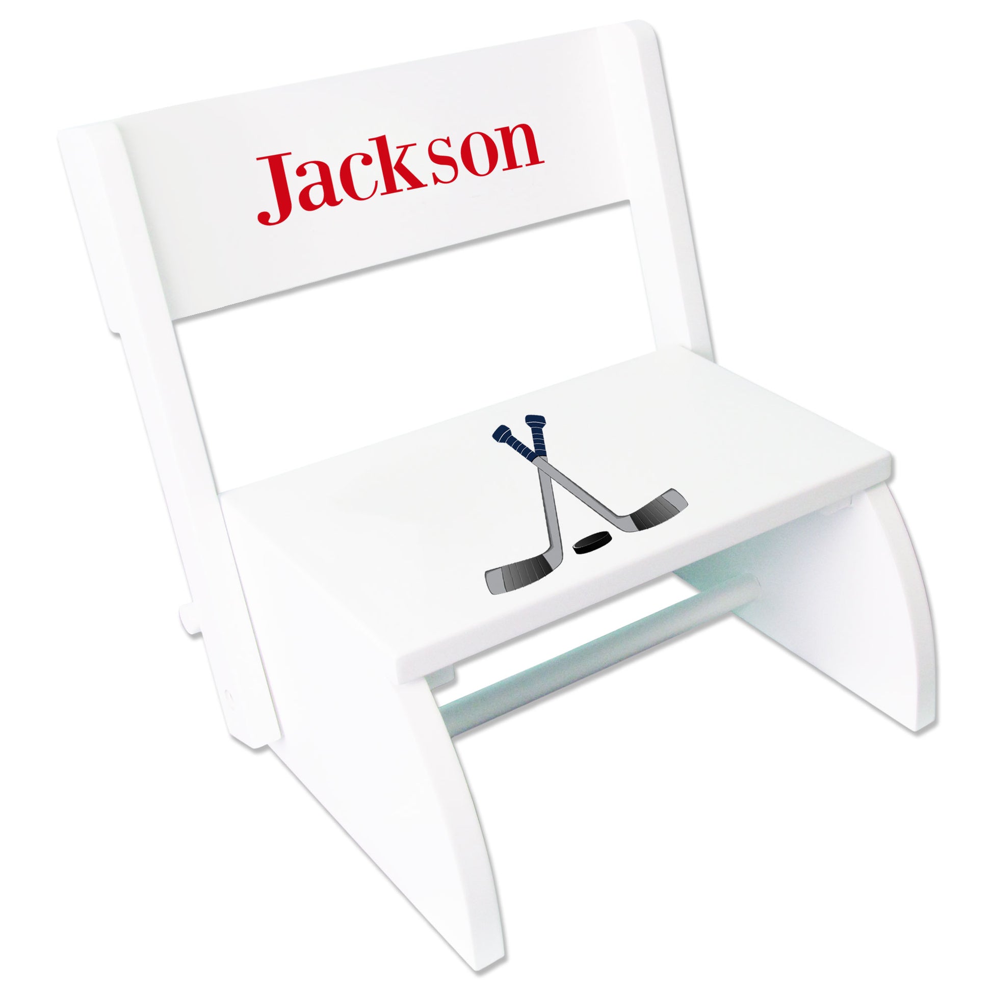 Personalized Ice Hockey White Flip Stool - MyBambino.com