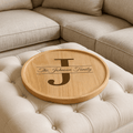 Split Monogram Engraved Round Wood Tray - MyBambino.com