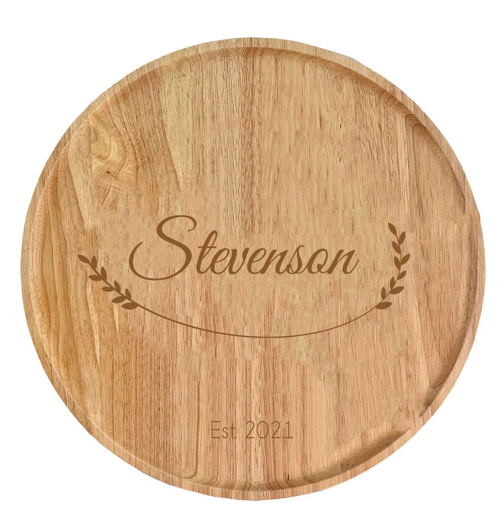 Custom Engraved Round Wood Tray - MyBambino.com