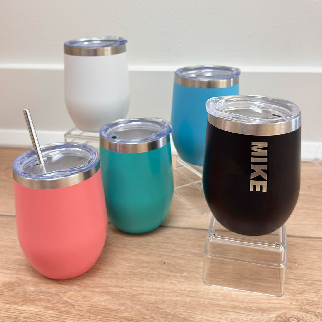 Custom Engraved Stainless Steel Wine Tumbler - 12 oz - MyBambino.com