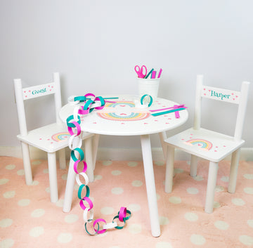 Children's White Table Chair Set -main