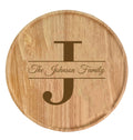 Split Monogram Engraved Round Wood Tray - MyBambino.com