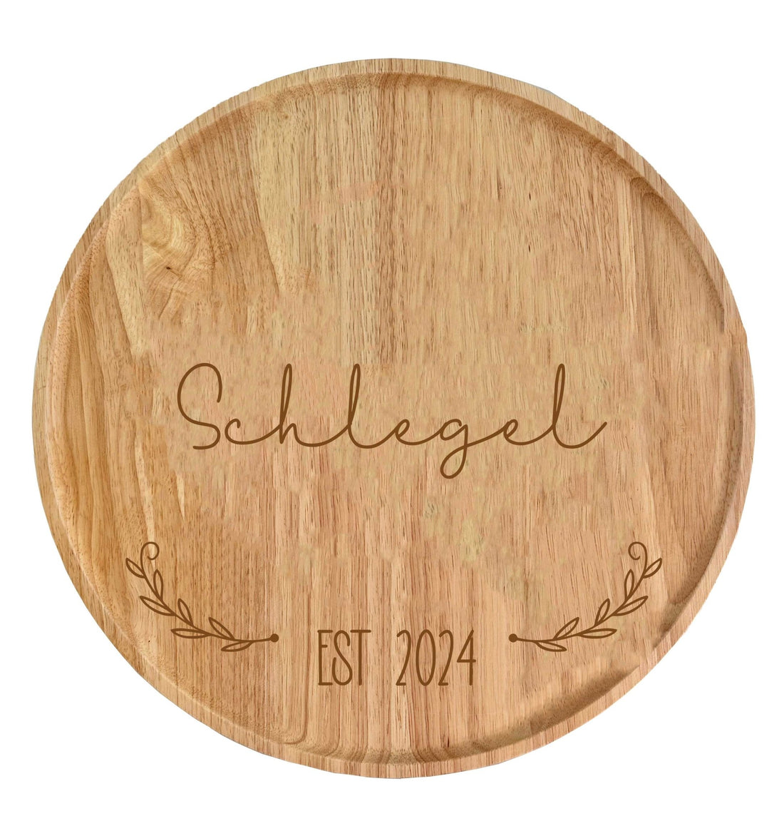 Custom Engraved Round Wood Tray - MyBambino.com