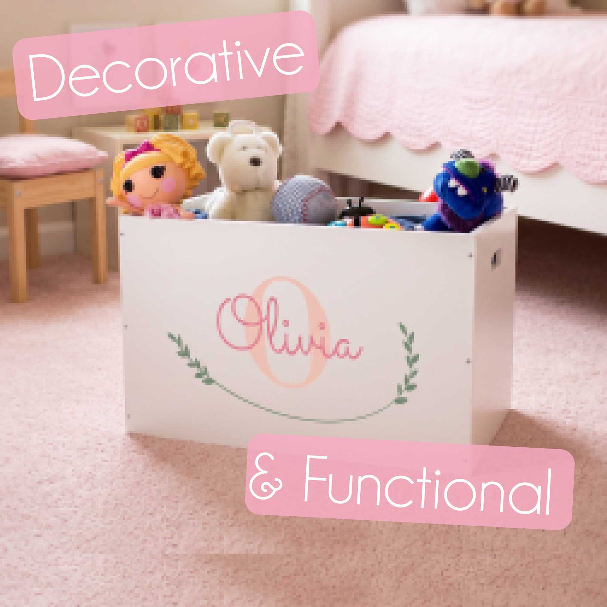 Open Top Toy Box - Stemmed Flowers - MyBambino.com