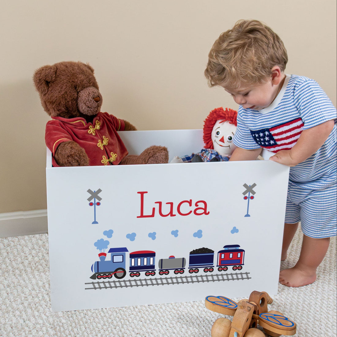 Personalized Open White Toy Box 2.0 - MyBambino.com