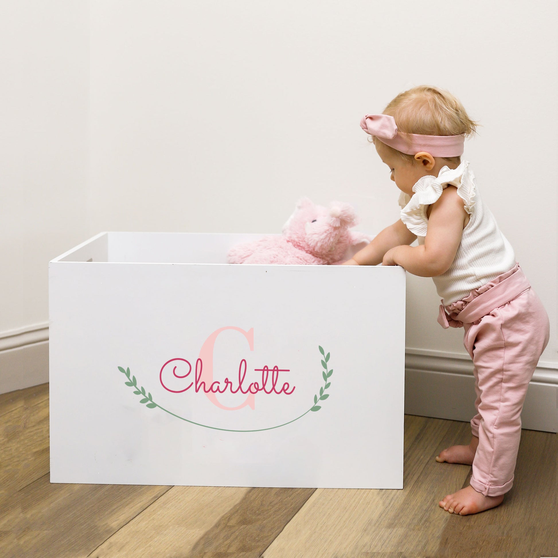 Personalized Open White Toy Box 2.0 - MyBambino.com