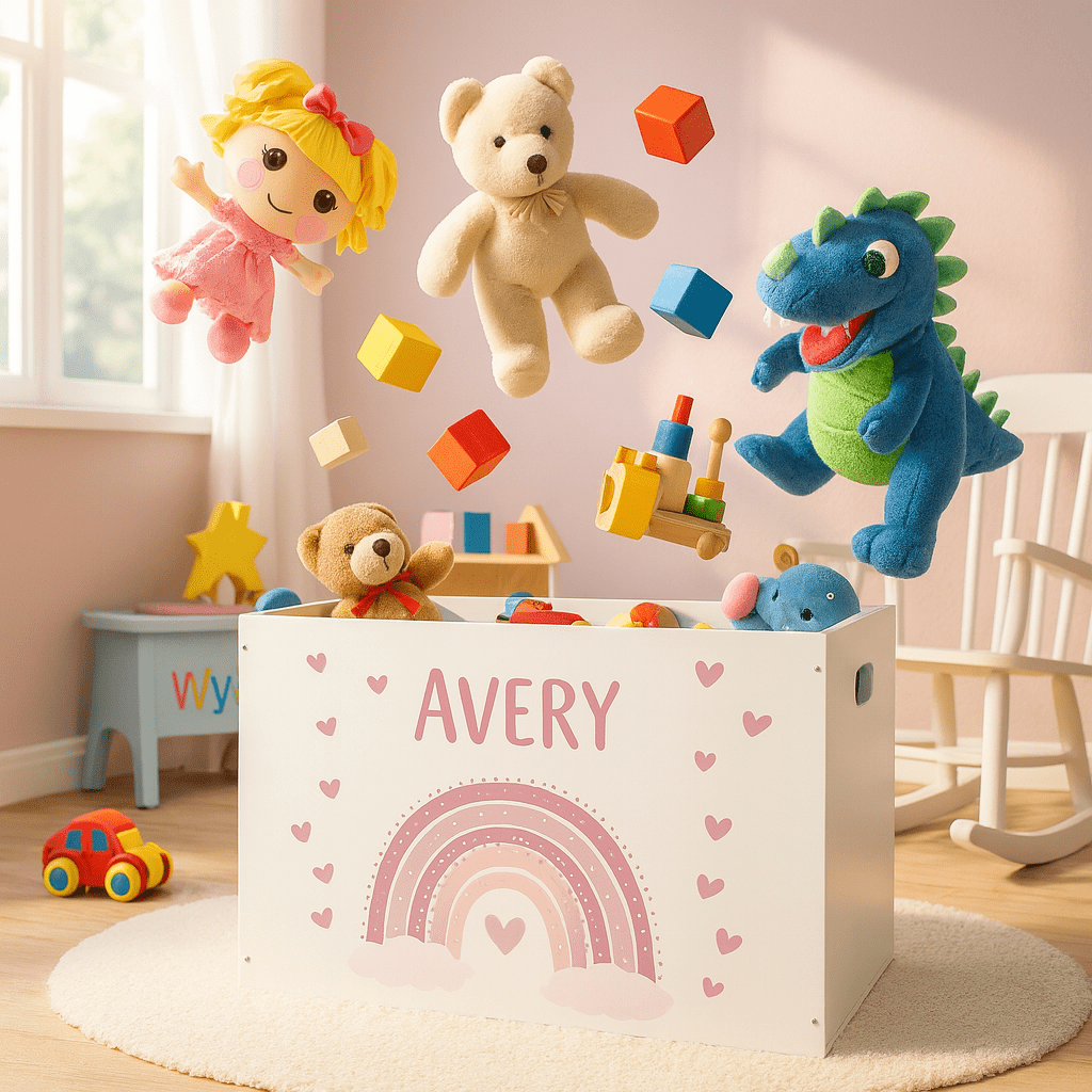 Personalized Open White Toy Box 2.0 - MyBambino.com