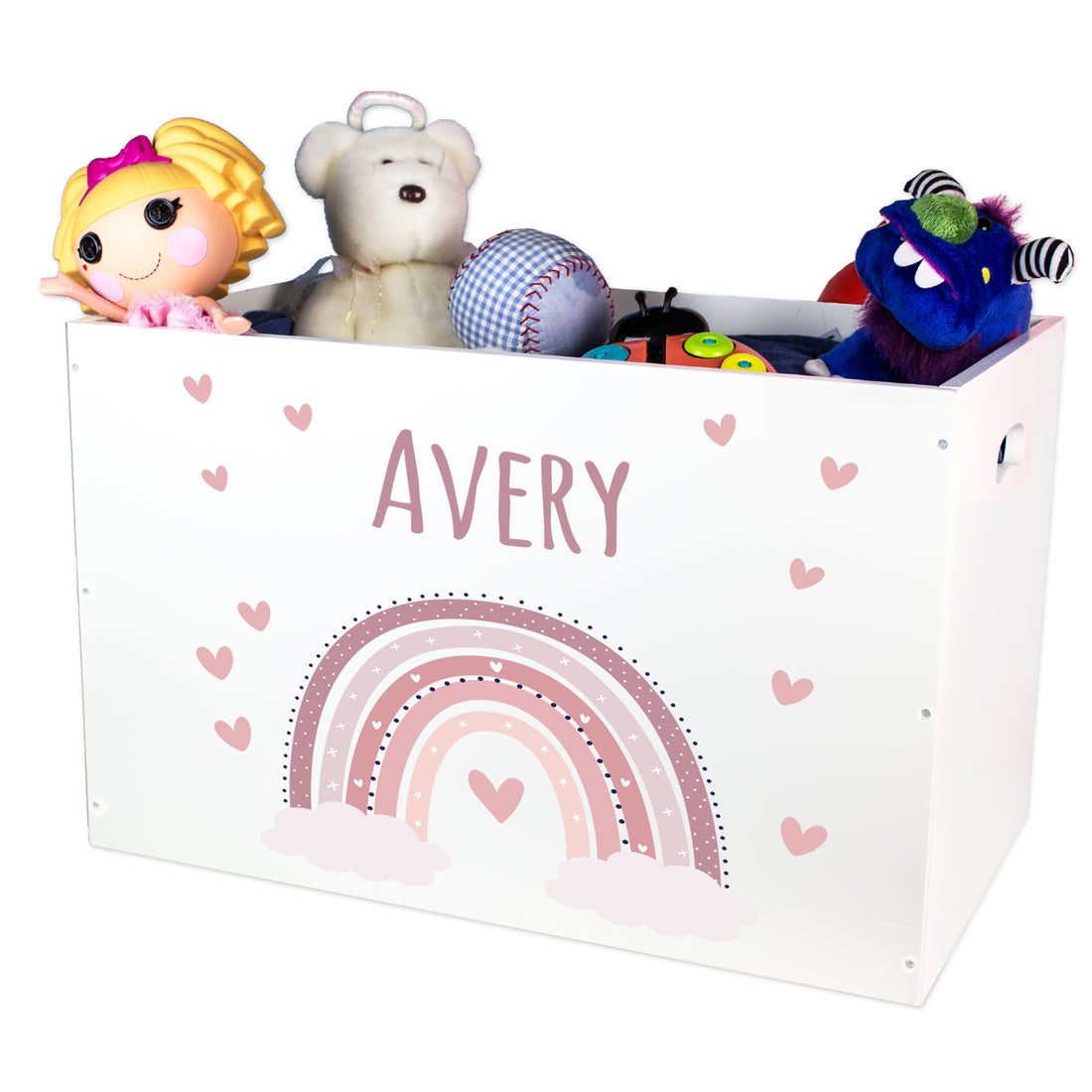 Personalized Open Top Toy Box - Mauve Rainbow - MyBambino.com