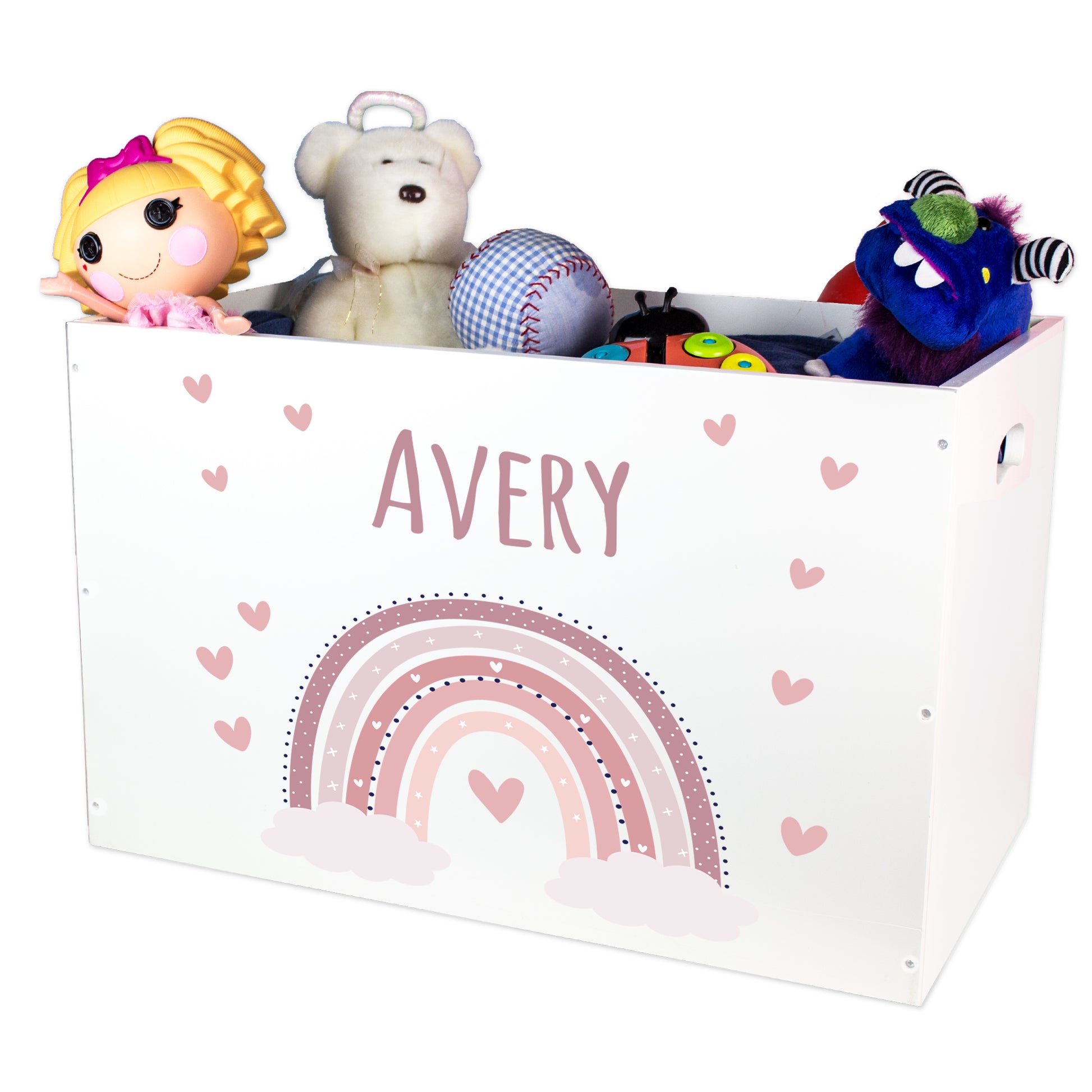 Personalized Open Top Toy Box - Mauve Rainbow - MyBambino.com