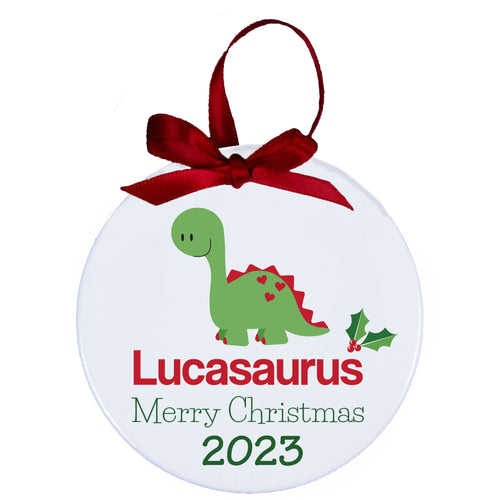 Personalized Christmas Dinosaur Ornament