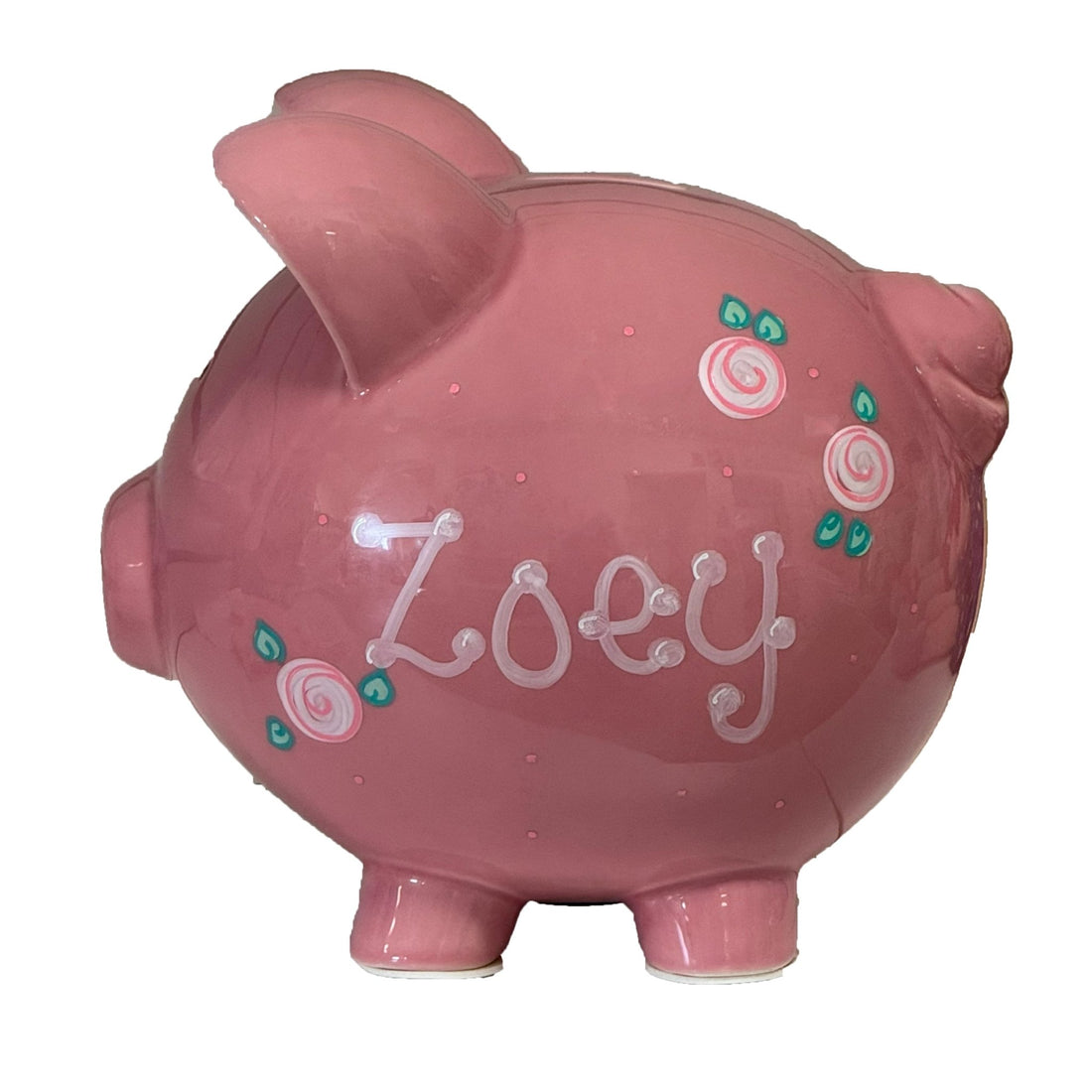 Outlet Hand Painted Personalized Classic Pink Piggy Bank - MyBambino.com