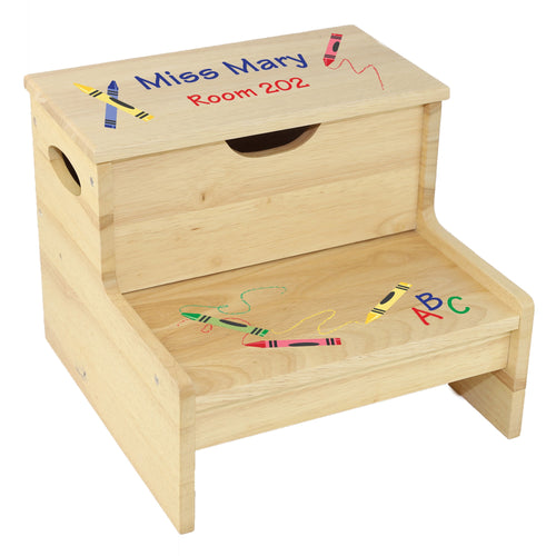 Wood Storage Stool - Crayons