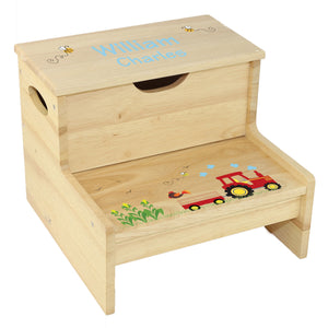 Wood Storage Stool - Red Tractor