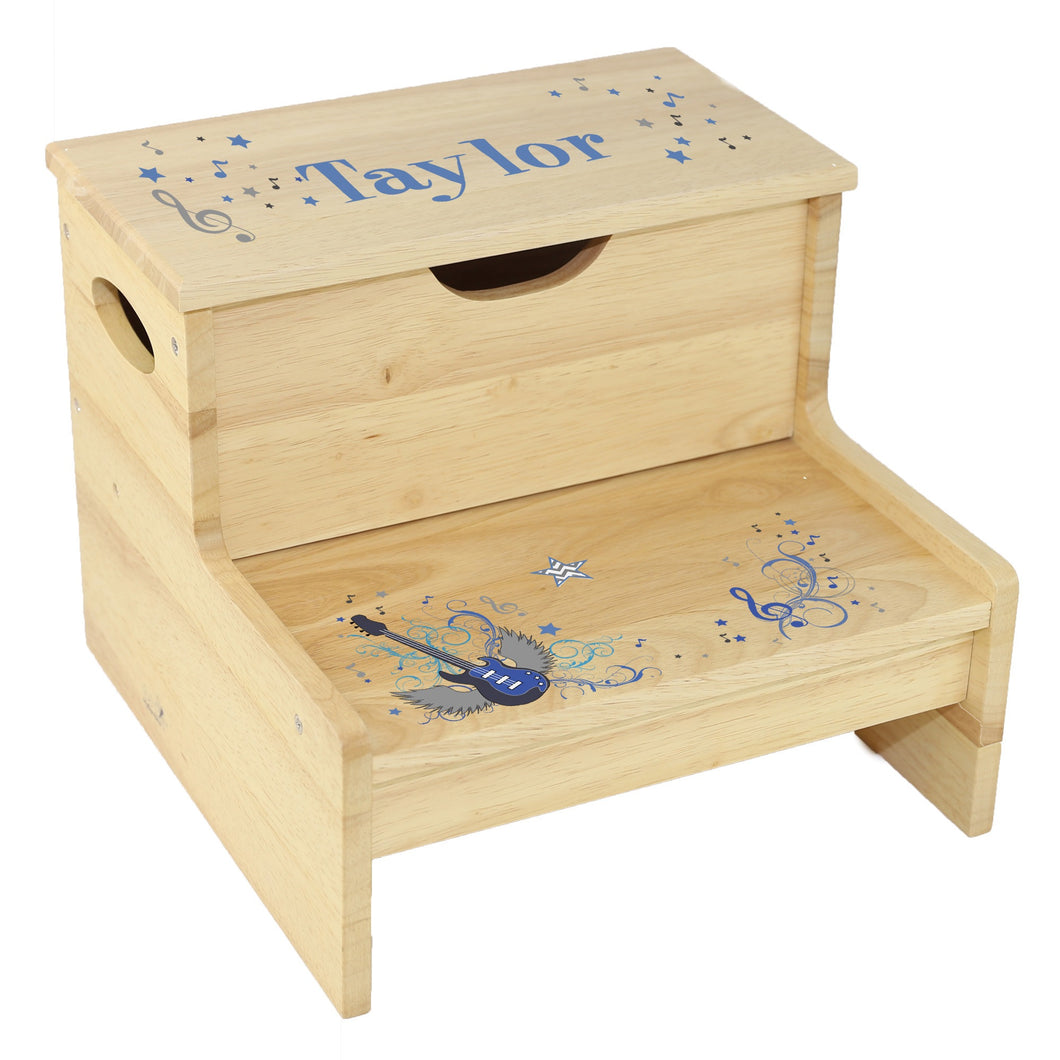 Wood Storage Stool - Blue Rock Star