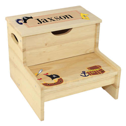 Wood Pirates Natural Storage Step Stool