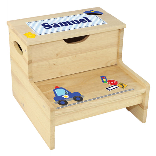 Wood Storage Stool - Police Car