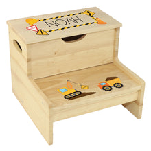 Natural Wood Construction Storage Step Stool