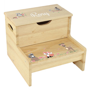 Wood Storage Stool - Gray Woodland