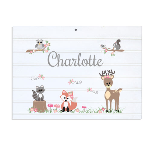 Personalized Vintage Nursery Sign - Gray Woodland