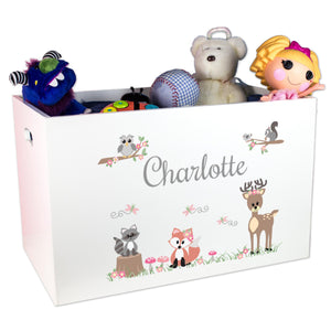 Open Top Toy Box - Gray Woodland Critters