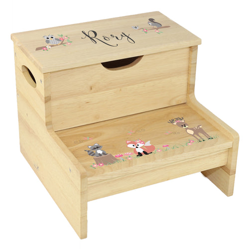 Wood Storage Stool - Gray Woodland