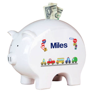 Personalized Piggy Bank - Cars and Trucks