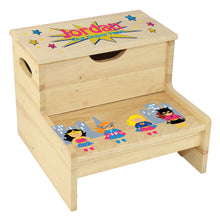 Wood Storage Stool - Girl Superhero