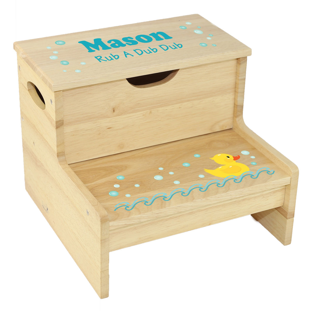 Wood Storage Natural Step Stool - Rubber Ducky