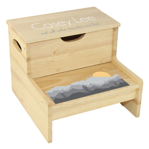 Wood Storage Stool - Misty Mountains