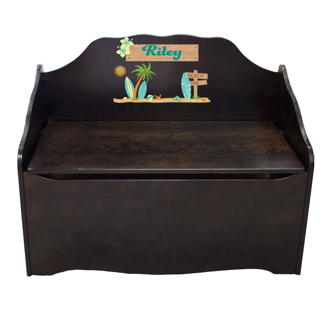 Personalized Surfs Up Espresso Toy Chest