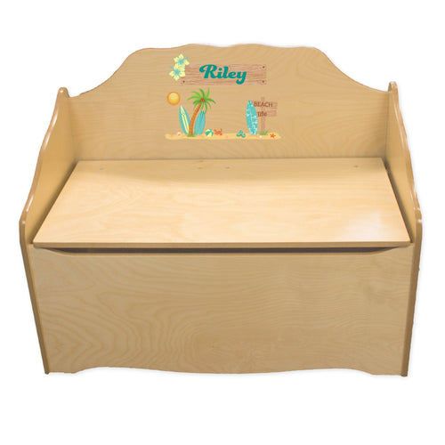 Personalized Surfs Up Natural Toy Chest