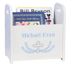 Personalized Cross Garland Lt Blue Book Caddy