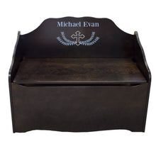 Personalized Cross Garland Lt blue Espresso Toy Chest