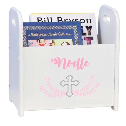 Personalized Pink Cross Book Caddy