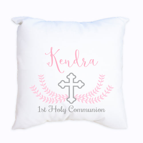 Personalized Throw Pillow - Pink Cross