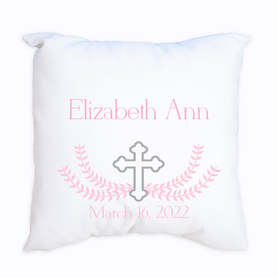 Personalized Throw Pillow - Pink Cross