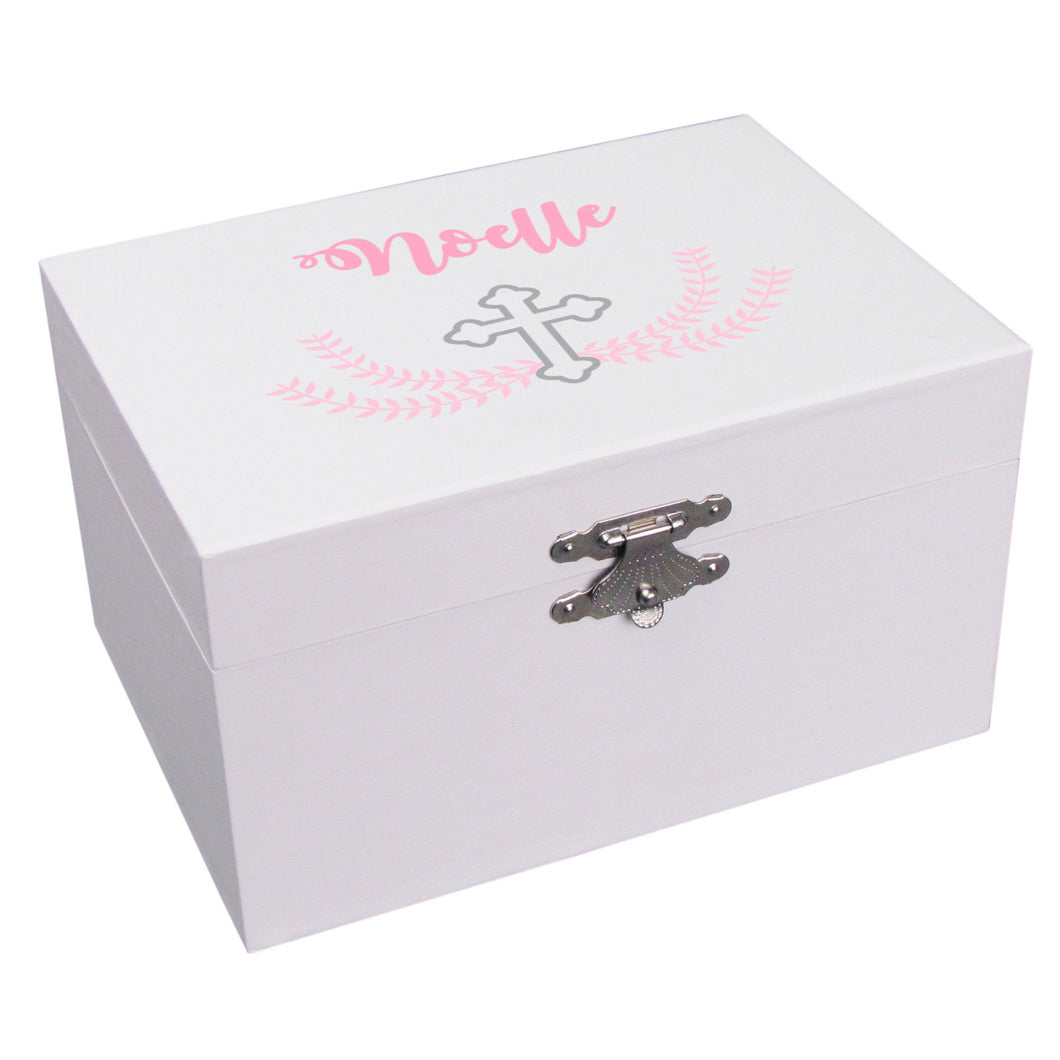 Personalized Ballerina Jewelry Box - Pink Cross