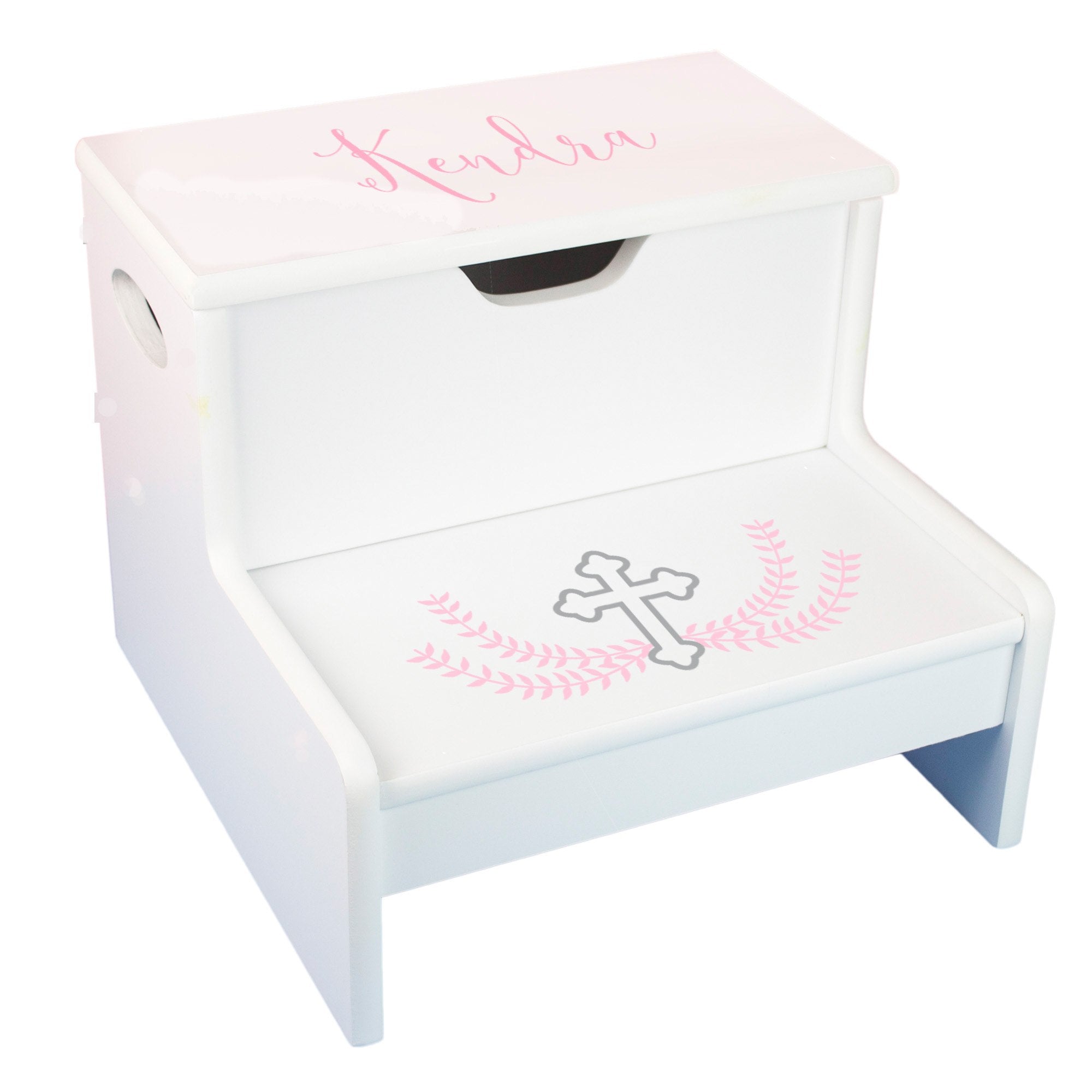 Pink Cross White Step Stool | My Bambino